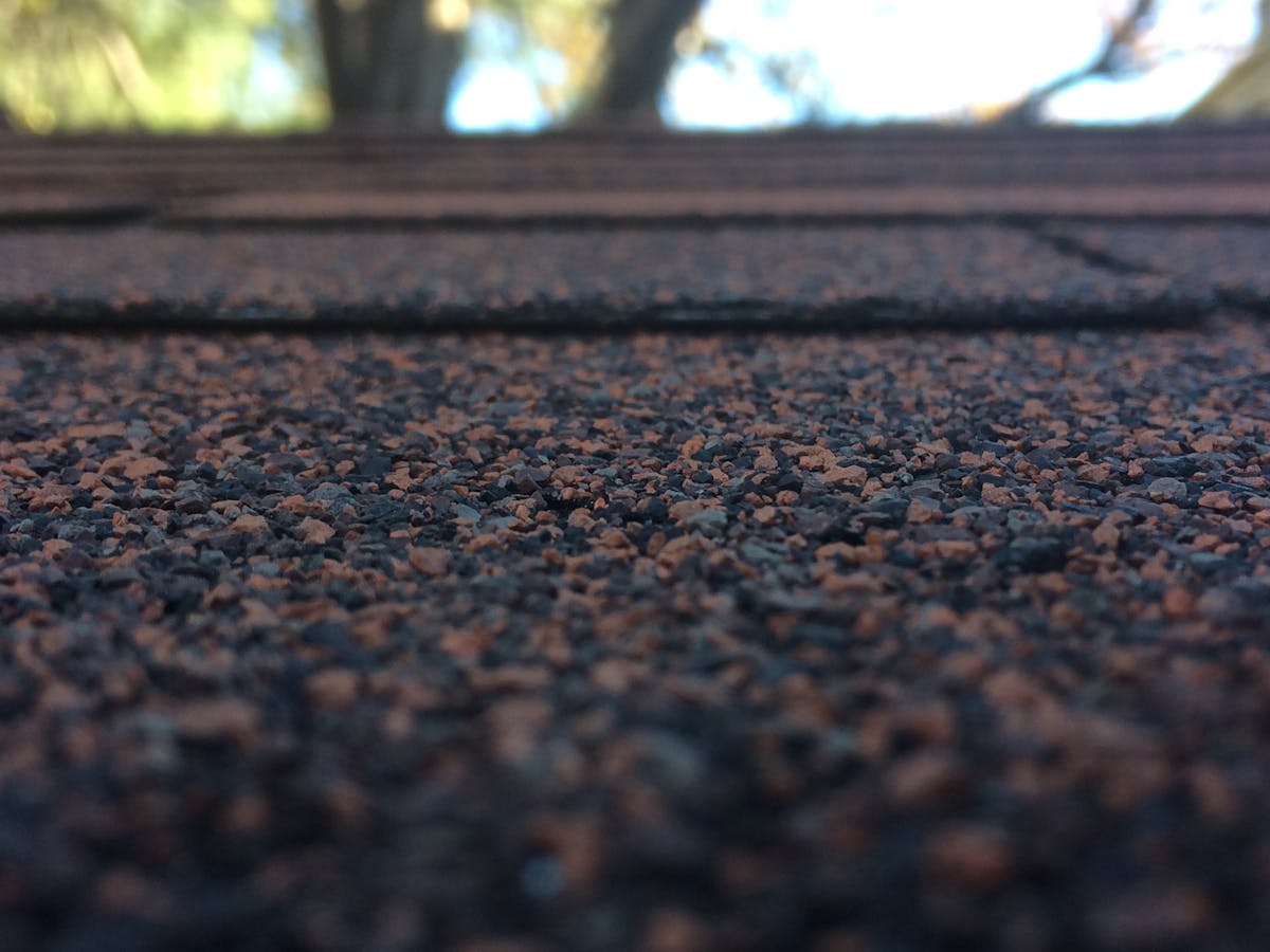 Close-up of new architectural asphalt shingles